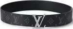 Louis Vuitton LV Men's 40mm Reversible Belt in Black Calf Leather and Canvas with Silver Buckle, Color-Combination, Size 90